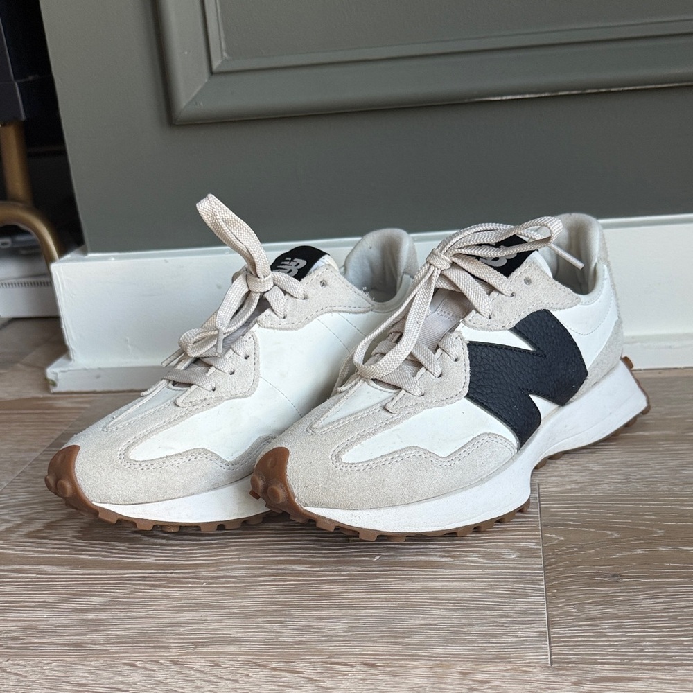 New Balance White and Navy Sneakers